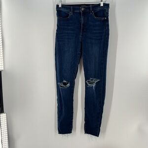 Banana Republic High Rise Legging Distressed Raw Hem Denim Blue Jeans 29
